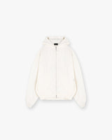 Waffle Zip Through Hoodie - Flat White