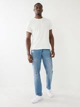 True Religion Geno Jeans Flap Inseam Rips Sandy Wash