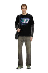 Diesel Slub cotton T-shirt with flocked logo