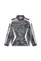 Printed viscose shirt with front zip closure
