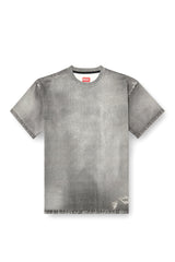 Denim T-shirt with trompe l'oeil treated effect