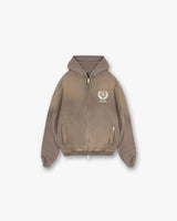 Crest Zip Up Hoodie - Dark Taupe