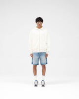 Waffle Zip Through Hoodie - Flat White