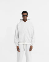 Initial Oversized Zip Hoodie - Ice Grey Marl