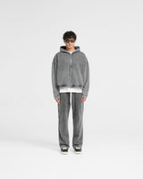 Initial Boxy Zip Through Hoodie - Vintage Grey