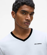 Contrast V-neck T-shirt
