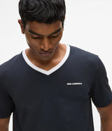 Contrast V-neck T-shirt