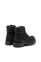 D-Hammer-Combat boots in denim and leather