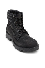 D-Hammer-Combat boots in denim and leather