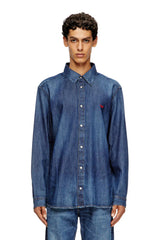 Denim shirt with embroidered logo