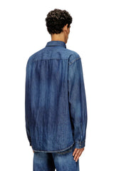 Denim shirt with embroidered logo