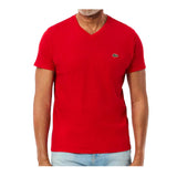 Lacoste Mens Pima Cotton V-Neck T-Shirt TH6710-240 Red