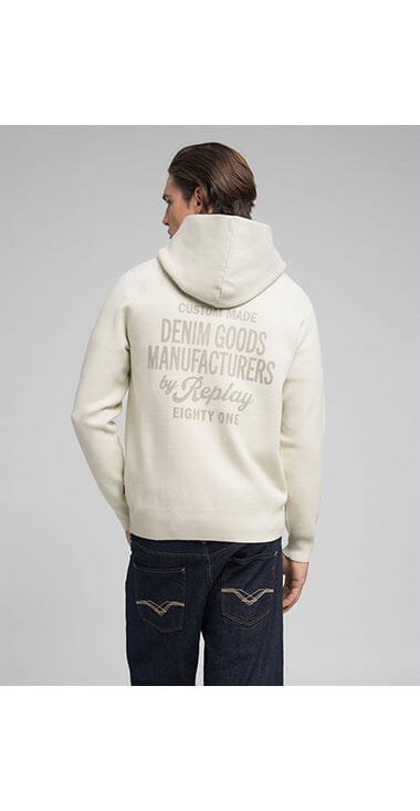 Replay Heavyweight Zipup Snow White Hoodie