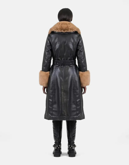 Sissy Boy Deal Breaker Faux Fur-Trimmed Black/Brown Coat